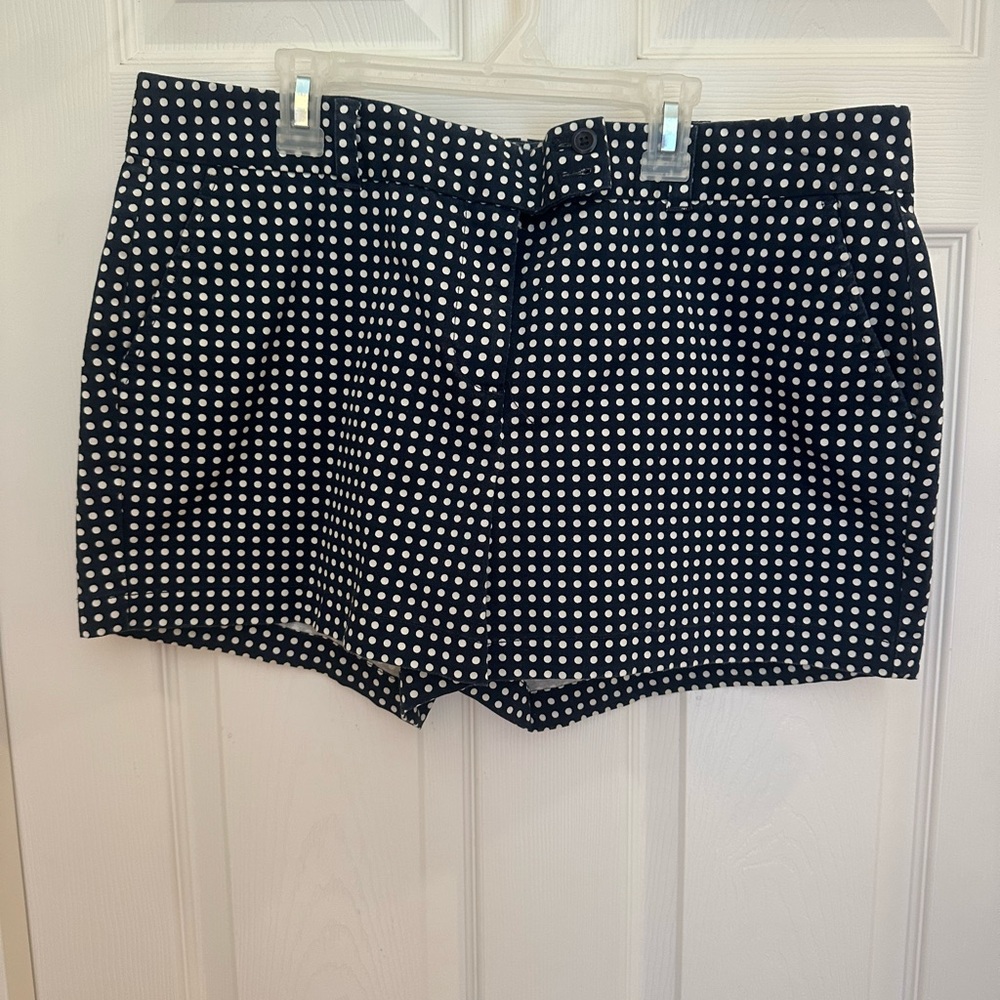 Vineyard Vines Navy Blue and White Polka Dot High Waist Shorts